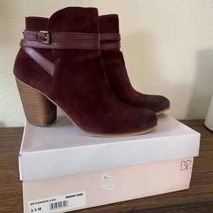 Like New w. Box - BP Bootie, Burgundy Suede, 8.5